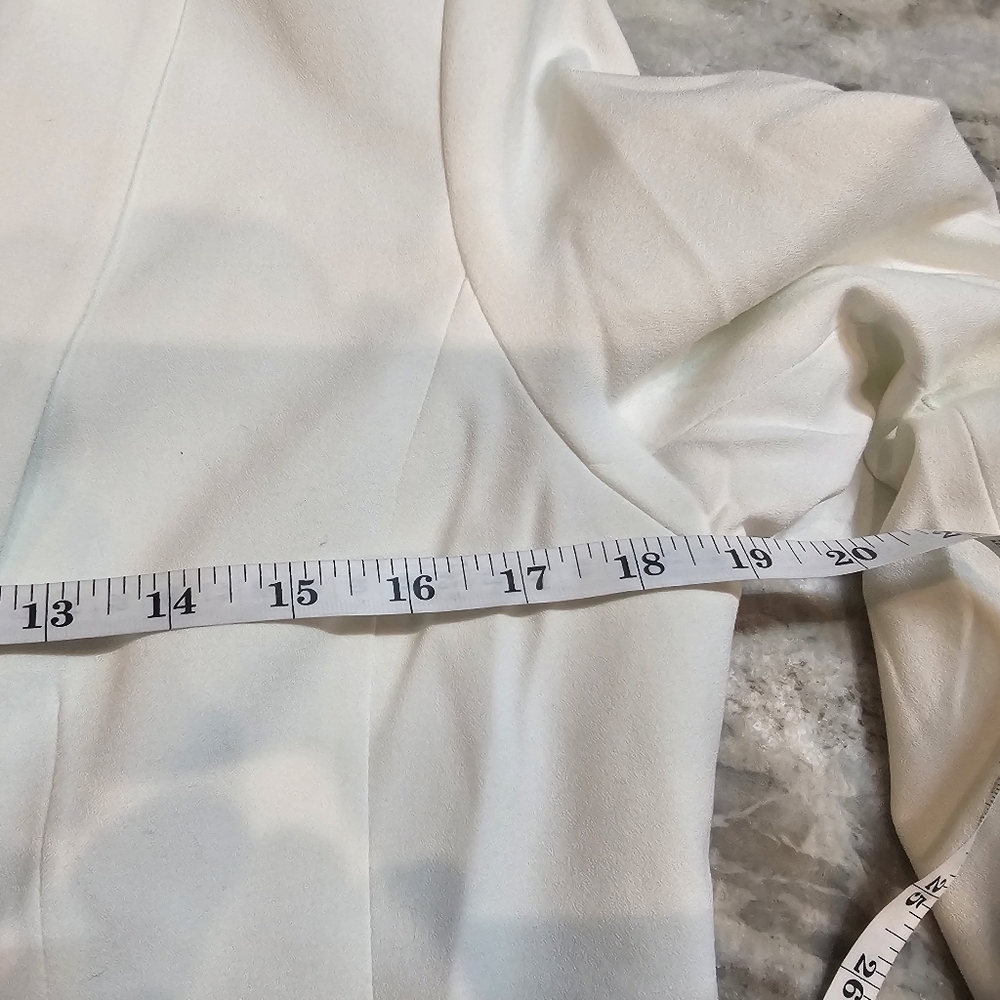 Cynthia Rowley Women’s Medium Ivory Open Front Blazer Jacket Lined Long Sleeve - Picture 12 of 13
